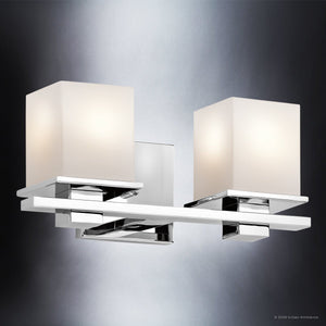 Urban Ambiance - Bath Light - UKC20704 Art Deco Indoor Bath Light, 6.5''H x 15''W x 6.75''Dep, Chrome Finish, Langford Collection -
