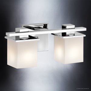 Urban Ambiance - Bath Light - UKC20704 Art Deco Indoor Bath Light, 6.5''H x 15''W x 6.75''Dep, Chrome Finish, Langford Collection -