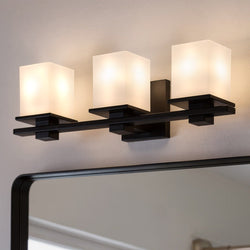 Urban Ambiance - Bath Light - UKC20706 Art Deco Indoor Bath Light, 6.5''H x 24''W x 6.75''Dep, Black Finish, Langford Collection -