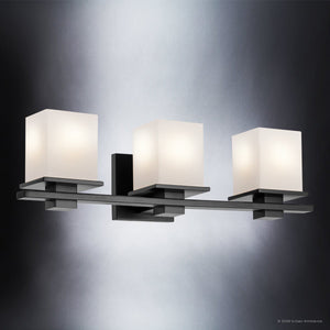 Urban Ambiance - Bath Light - UKC20706 Art Deco Indoor Bath Light, 6.5''H x 24''W x 6.75''Dep, Black Finish, Langford Collection -