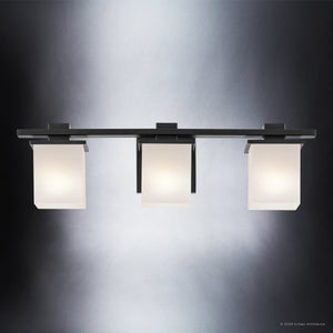 Urban Ambiance - Bath Light - UKC20706 Art Deco Indoor Bath Light, 6.5''H x 24''W x 6.75''Dep, Black Finish, Langford Collection -