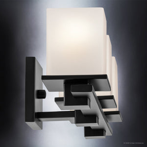 Urban Ambiance - Bath Light - UKC20706 Art Deco Indoor Bath Light, 6.5''H x 24''W x 6.75''Dep, Black Finish, Langford Collection -