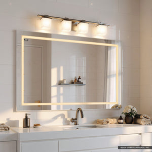 Urban Ambiance - Bath Light - UKC20708 Art Deco Indoor Bath Light, 6.5''H x 32''W x 6.75''Dep, Antique Pewter Finish, Langford Collection -