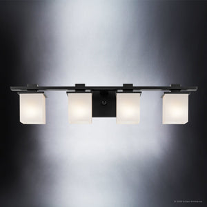 Urban Ambiance - Bath Light - UKC20709 Art Deco Indoor Bath Light, 6.5''H x 32''W x 6.75''Dep, Black Finish, Langford Collection -
