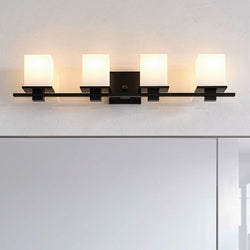 Urban Ambiance - Bath Light - UKC20709 Art Deco Indoor Bath Light, 6.5''H x 32''W x 6.75''Dep, Black Finish, Langford Collection -