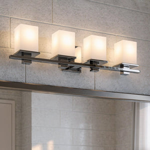 Urban Ambiance - Bath Light - UKC20710 Art Deco Indoor Bath Light, 6.5''H x 32''W x 6.75''Dep, Chrome Finish, Langford Collection -