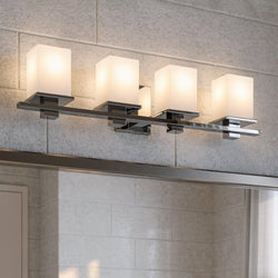 Urban Ambiance - Bath Light - UKC20710 Art Deco Indoor Bath Light, 6.5''H x 32''W x 6.75''Dep, Chrome Finish, Langford Collection -