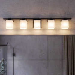 Urban Ambiance - Bath Light - UKC20712 Art Deco Indoor Bath Light, 6.5''H x 40.25''W x 6.75''Dep, Black Finish, Langford Collection -