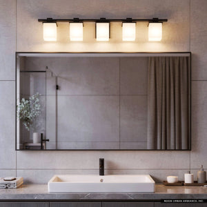 Urban Ambiance - Bath Light - UKC20712 Art Deco Indoor Bath Light, 6.5''H x 40.25''W x 6.75''Dep, Black Finish, Langford Collection -