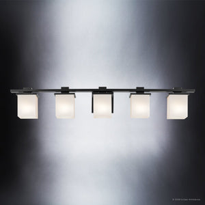 Urban Ambiance - Bath Light - UKC20712 Art Deco Indoor Bath Light, 6.5''H x 40.25''W x 6.75''Dep, Black Finish, Langford Collection -