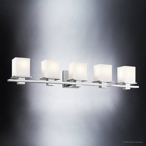 Urban Ambiance - Bath Light - UKC20713 Art Deco Indoor Bath Light, 6.5''H x 40.25''W x 6.75''Dep, Chrome Finish, Langford Collection -