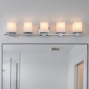 Urban Ambiance - Bath Light - UKC20713 Art Deco Indoor Bath Light, 6.5''H x 40.25''W x 6.75''Dep, Chrome Finish, Langford Collection -