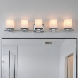 Urban Ambiance - Bath Light - UKC20713 Art Deco Indoor Bath Light, 6.5''H x 40.25''W x 6.75''Dep, Chrome Finish, Langford Collection -