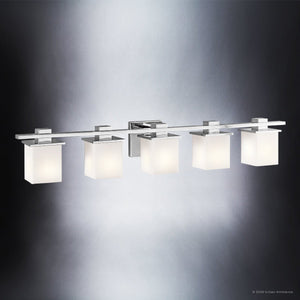 Urban Ambiance - Bath Light - UKC20713 Art Deco Indoor Bath Light, 6.5''H x 40.25''W x 6.75''Dep, Chrome Finish, Langford Collection -