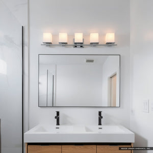 Urban Ambiance - Bath Light - UKC20713 Art Deco Indoor Bath Light, 6.5''H x 40.25''W x 6.75''Dep, Chrome Finish, Langford Collection -