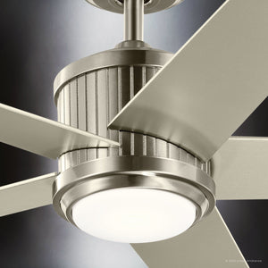 Urban Ambiance - Ceiling Fan - UKC90000 Modern Rustic Indoor Ceiling Fan, 15.5''H x 56''W x 56''Dep, Brushed Stainless Steel Finish, Tressaire Collection - 
