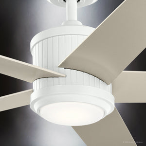 Urban Ambiance - Ceiling Fan - UKC90001 Modern Rustic Indoor Ceiling Fan, 15.5''H x 56''W x 56''Dep, Matte White Finish, Tressaire Collection - 
