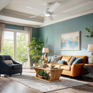 Urban Ambiance - Ceiling Fan - UKC90001 Modern Rustic Indoor Ceiling Fan, 15.5''H x 56''W x 56''Dep, Matte White Finish, Tressaire Collection - 