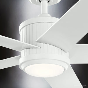 Urban Ambiance - Ceiling Fan - UKC90001 Modern Rustic Indoor Ceiling Fan, 15.5''H x 56''W x 56''Dep, Matte White Finish, Tressaire Collection - 