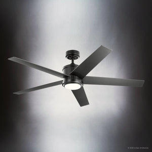 Urban Ambiance - Ceiling Fan - UKC90003 Modern Rustic Indoor Ceiling Fan, 15.5''H x 56''W x 56''Dep, Satin Black Finish, Tressaire Collection - 