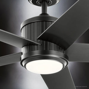 Urban Ambiance - Ceiling Fan - UKC90003 Modern Rustic Indoor Ceiling Fan, 15.5''H x 56''W x 56''Dep, Satin Black Finish, Tressaire Collection - 