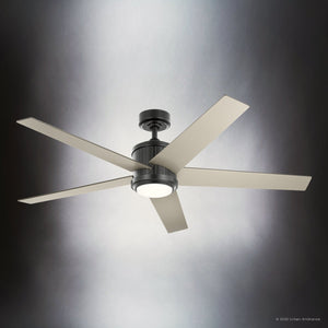 Urban Ambiance - Ceiling Fan - UKC90003 Modern Rustic Indoor Ceiling Fan, 15.5''H x 56''W x 56''Dep, Satin Black Finish, Tressaire Collection - 