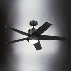 Urban Ambiance - Ceiling Fan - UKC90004 Modern Rustic Indoor Ceiling Fan, 15.5''H x 48''W x 48''Dep, Satin Black Finish, Tressaire Collection - 