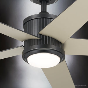 Urban Ambiance - Ceiling Fan - UKC90004 Modern Rustic Indoor Ceiling Fan, 15.5''H x 48''W x 48''Dep, Satin Black Finish, Tressaire Collection - 