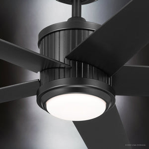 Urban Ambiance - Ceiling Fan - UKC90004 Modern Rustic Indoor Ceiling Fan, 15.5''H x 48''W x 48''Dep, Satin Black Finish, Tressaire Collection - 