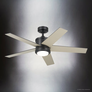 Urban Ambiance - Ceiling Fan - UKC90004 Modern Rustic Indoor Ceiling Fan, 15.5''H x 48''W x 48''Dep, Satin Black Finish, Tressaire Collection - 