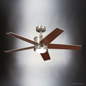 Urban Ambiance - Ceiling Fan - UKC90005 Modern Rustic Indoor Ceiling Fan, 15.5''H x 48''W x 48''Dep, Brushed Stainless Steel Finish, Tressaire Collection - 