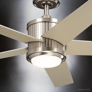 Urban Ambiance - Ceiling Fan - UKC90005 Modern Rustic Indoor Ceiling Fan, 15.5''H x 48''W x 48''Dep, Brushed Stainless Steel Finish, Tressaire Collection - 
