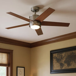 Urban Ambiance - Ceiling Fan - UKC90005 Modern Rustic Indoor Ceiling Fan, 15.5''H x 48''W x 48''Dep, Brushed Stainless Steel Finish, Tressaire Collection - 