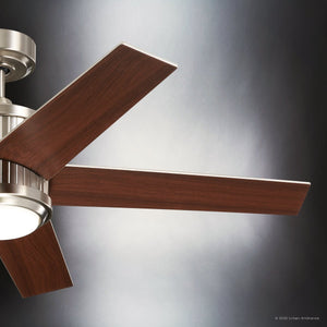 Urban Ambiance - Ceiling Fan - UKC90005 Modern Rustic Indoor Ceiling Fan, 15.5''H x 48''W x 48''Dep, Brushed Stainless Steel Finish, Tressaire Collection - 
