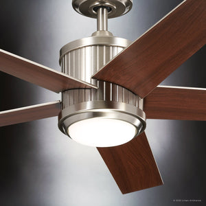 Urban Ambiance - Ceiling Fan - UKC90005 Modern Rustic Indoor Ceiling Fan, 15.5''H x 48''W x 48''Dep, Brushed Stainless Steel Finish, Tressaire Collection - 