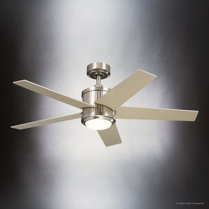 Urban Ambiance - Ceiling Fan - UKC90005 Modern Rustic Indoor Ceiling Fan, 15.5''H x 48''W x 48''Dep, Brushed Stainless Steel Finish, Tressaire Collection - 
