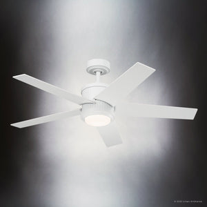 Urban Ambiance - Ceiling Fan - UKC90006 Modern Rustic Indoor Ceiling Fan, 15.5''H x 48''W x 48''Dep, Matte White Finish, Tressaire Collection - 