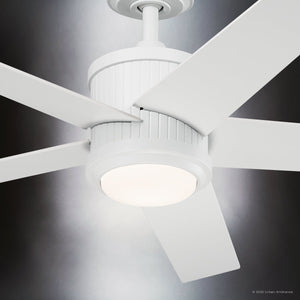 Urban Ambiance - Ceiling Fan - UKC90006 Modern Rustic Indoor Ceiling Fan, 15.5''H x 48''W x 48''Dep, Matte White Finish, Tressaire Collection - 
