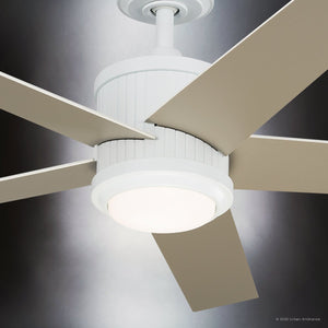 Urban Ambiance - Ceiling Fan - UKC90006 Modern Rustic Indoor Ceiling Fan, 15.5''H x 48''W x 48''Dep, Matte White Finish, Tressaire Collection - 