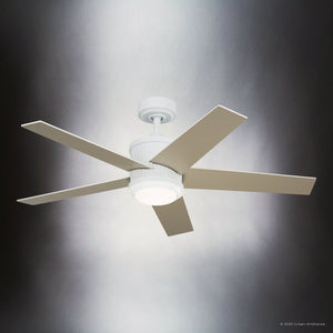 Urban Ambiance - Ceiling Fan - UKC90006 Modern Rustic Indoor Ceiling Fan, 15.5''H x 48''W x 48''Dep, Matte White Finish, Tressaire Collection - 