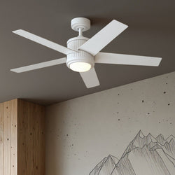 Urban Ambiance - Ceiling Fan - UKC90006 Modern Rustic Indoor Ceiling Fan, 15.5''H x 48''W x 48''Dep, Matte White Finish, Tressaire Collection - 