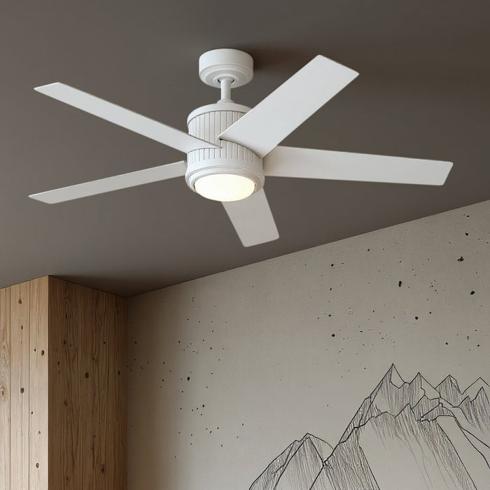 UKC90006 Modern Rustic Indoor Ceiling Fan, 15.5''H x 48''W x 48''Dep, Matte White Finish, Tressaire Collection