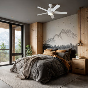 Urban Ambiance - Ceiling Fan - UKC90006 Modern Rustic Indoor Ceiling Fan, 15.5''H x 48''W x 48''Dep, Matte White Finish, Tressaire Collection - 