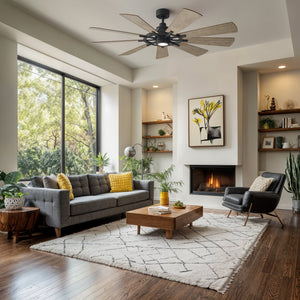 Urban Ambiance - Ceiling Fan - UKC90010 Americana Indoor / Outdoor Ceiling Fan, 16.75''H x 65''W x 65''Dep, Anvil Iron Finish, Carrisden Collection - 