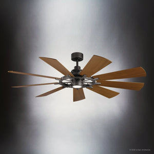 Urban Ambiance - Ceiling Fan - UKC90010 Americana Indoor / Outdoor Ceiling Fan, 16.75''H x 65''W x 65''Dep, Anvil Iron Finish, Carrisden Collection - 