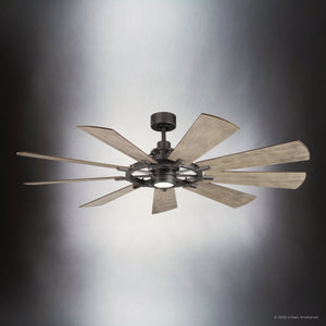 Urban Ambiance - Ceiling Fan - UKC90010 Americana Indoor / Outdoor Ceiling Fan, 16.75''H x 65''W x 65''Dep, Anvil Iron Finish, Carrisden Collection - 