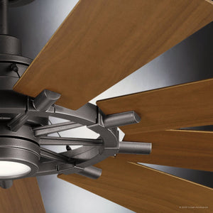 Urban Ambiance - Ceiling Fan - UKC90010 Americana Indoor / Outdoor Ceiling Fan, 16.75''H x 65''W x 65''Dep, Anvil Iron Finish, Carrisden Collection - 