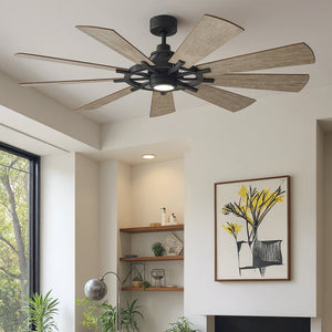 Urban Ambiance - Ceiling Fan - UKC90010 Americana Indoor / Outdoor Ceiling Fan, 16.75''H x 65''W x 65''Dep, Anvil Iron Finish, Carrisden Collection - 