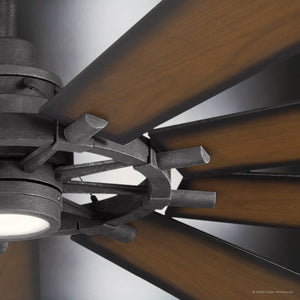 Urban Ambiance - Ceiling Fan - UKC90011 Americana Indoor / Outdoor Ceiling Fan, 16.75''H x 65''W x 65''Dep, Distressed Black Finish, Carrisden Collection - 