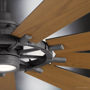 Urban Ambiance - Ceiling Fan - UKC90011 Americana Indoor / Outdoor Ceiling Fan, 16.75''H x 65''W x 65''Dep, Distressed Black Finish, Carrisden Collection - 